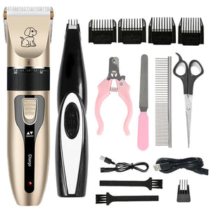 Professional Cat Dog Hair Clipper Grooming Kit Rechargeable Pet Hair Trimmer Shaver Set Animals Hair Cutting Machine Low-Noise