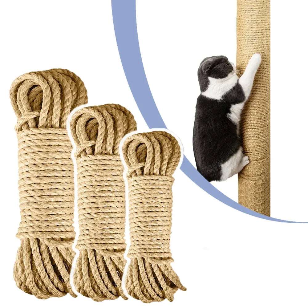 Natural Sisal Rope Cat Scratcher Rope Tree Scratching DIY Toy Paw Claw Furniture Protector Scratching Post Cat Accessories